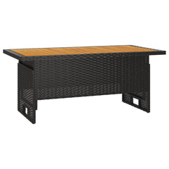 Garden Table 100x50x43/63 Solid Wood Acacia&Poly Rattan Black