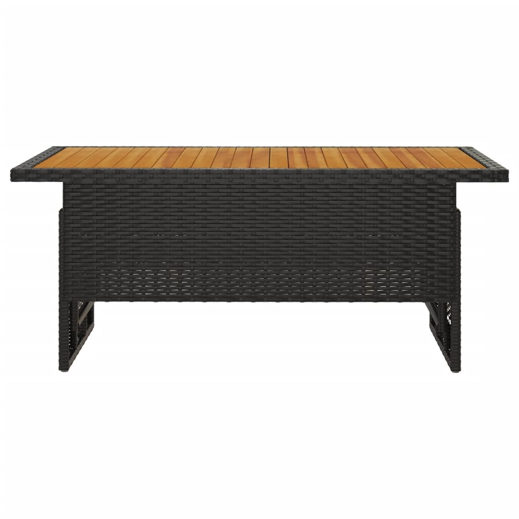 Garden Table 100x50x43/63 Solid Wood Acacia&Poly Rattan Black