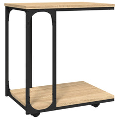 vidaXL Side Table with Wheels Sonoma Oak 50x35x55.5cm Engineered Wood 2