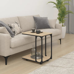 vidaXL Side Table with Wheels Sonoma Oak 50x35x55.5cm Engineered Wood 3