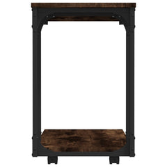 vidaXL Side Table with Wheels Smoked Oak 50x35x55.5cm Engineered Wood 6