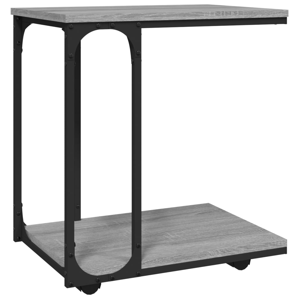 vidaXL Side Table with Wheels Grey Sonoma 50x35x55.5cm Engineered Wood 2