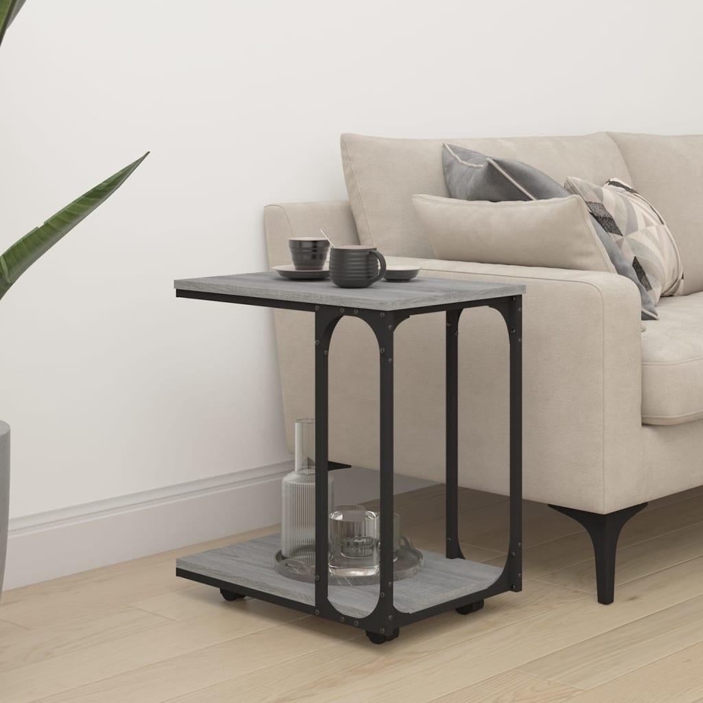 vidaXL Side Table with Wheels Grey Sonoma 50x35x55.5cm Engineered Wood 1