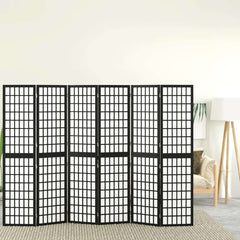 Folding 3-Panel Room Divider Japanese Style Black 240 x 170 cm