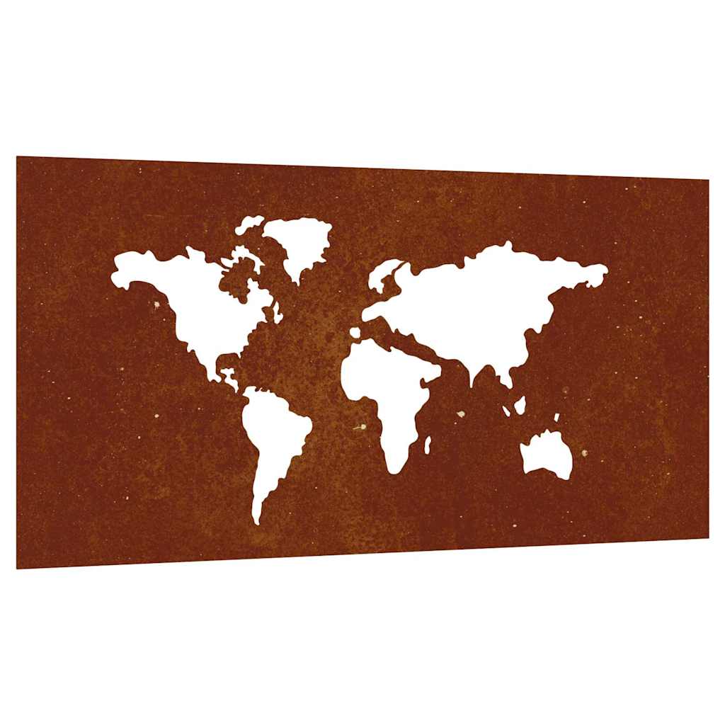 vidaXL Garden Wall Decoration 105x55 cm Corten Steel World Map Design 2