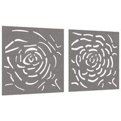 vidaXL Garden Wall Decorations 2 pcs 55x55 cm Corten Steel Rose Design 3
