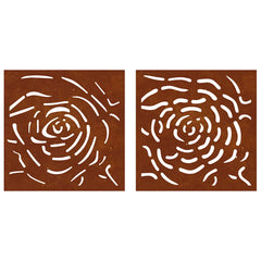 vidaXL Garden Wall Decorations 2 pcs 55x55 cm Corten Steel Rose Design 4