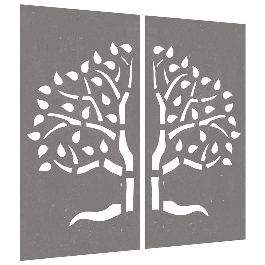 vidaXL Garden Wall Decorations 2 pcs 105x55cm Corten Steel Tree Design 3