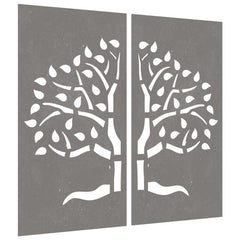 vidaXL Garden Wall Decorations 2 pcs 105x55cm Corten Steel Tree Design 3