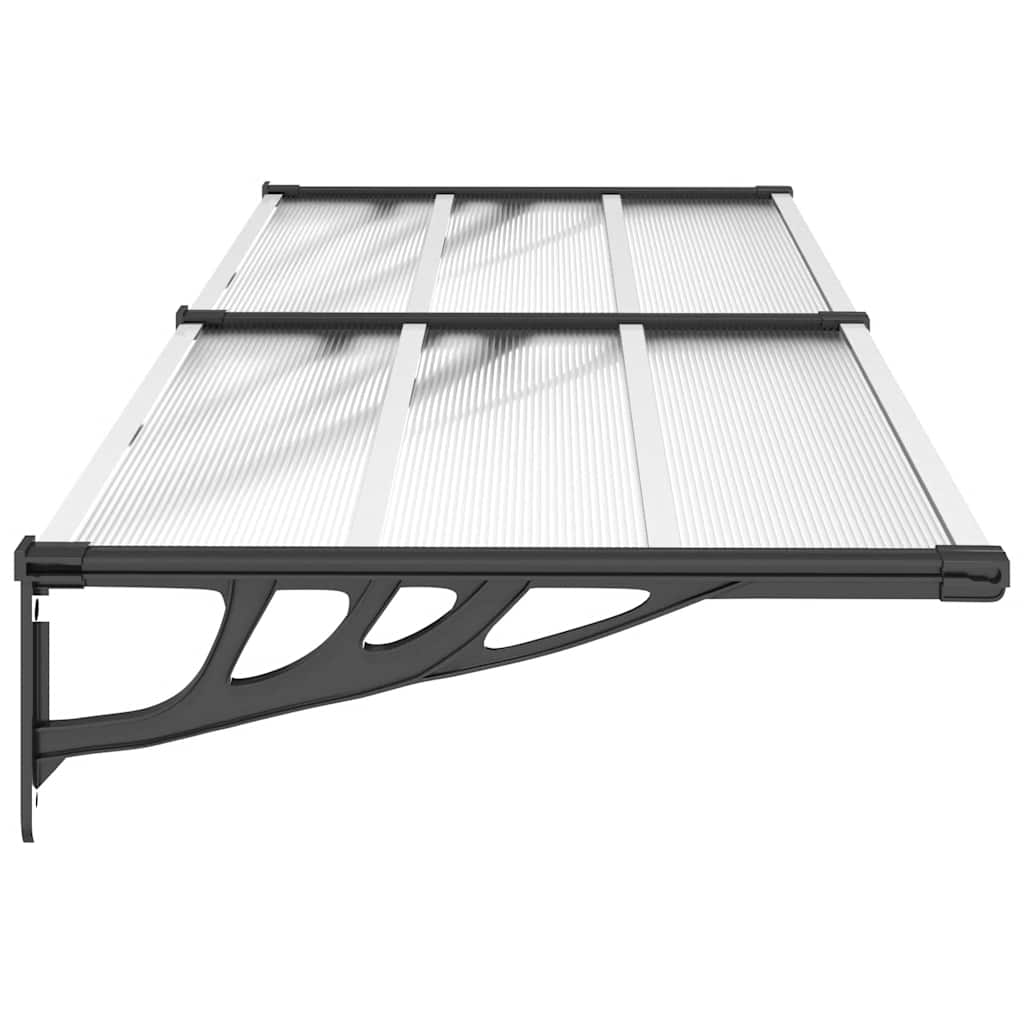 vidaXL Door Canopy Black and Transparent 239x90 cm Polycarbonate 4