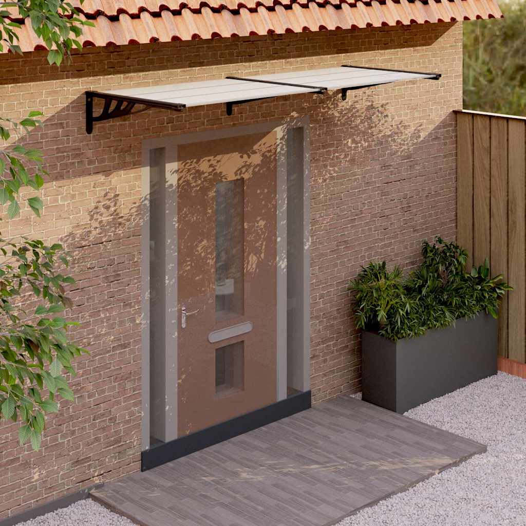 vidaXL Door Canopy Black and Transparent 239x90 cm Polycarbonate 1
