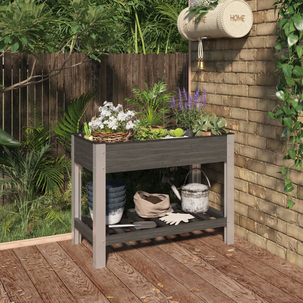 Garden Raised Bed with Shelf Grey WPC 100 cm