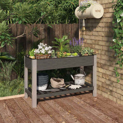 Garden Raised Bed with Shelf Grey WPC 120 cm