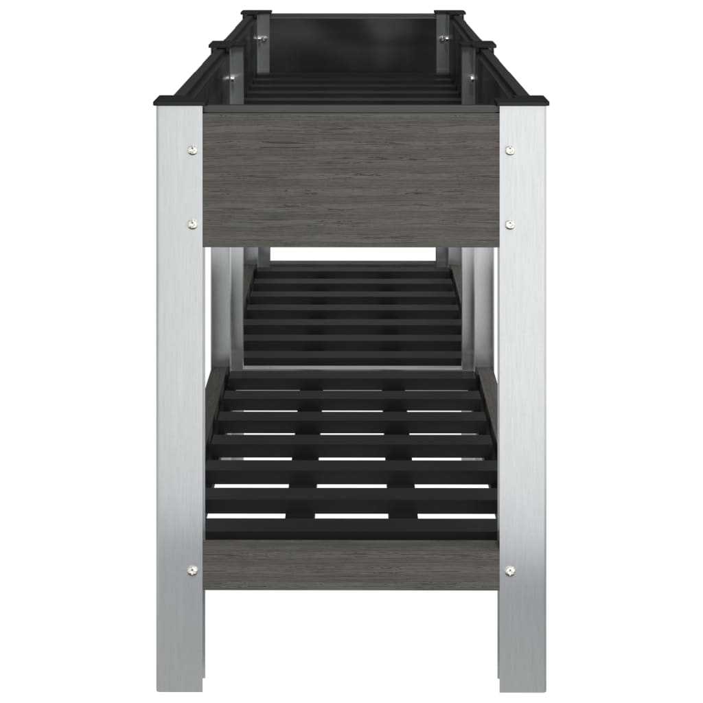 Garden Raised Bed with Shelf Grey WPC 175 cm