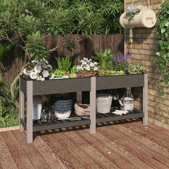 Garden Raised Bed with Shelf Grey WPC 175 cm