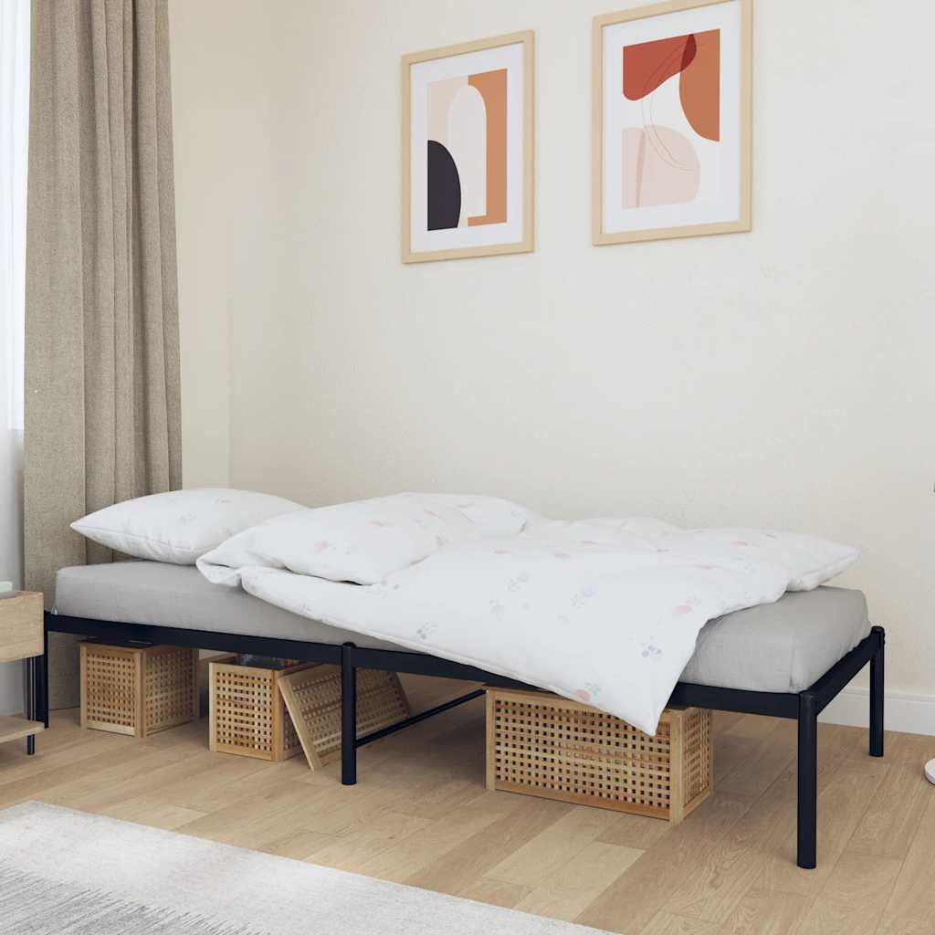 vidaXL Metal Bed Frame without Mattress Black 90x190cm 1