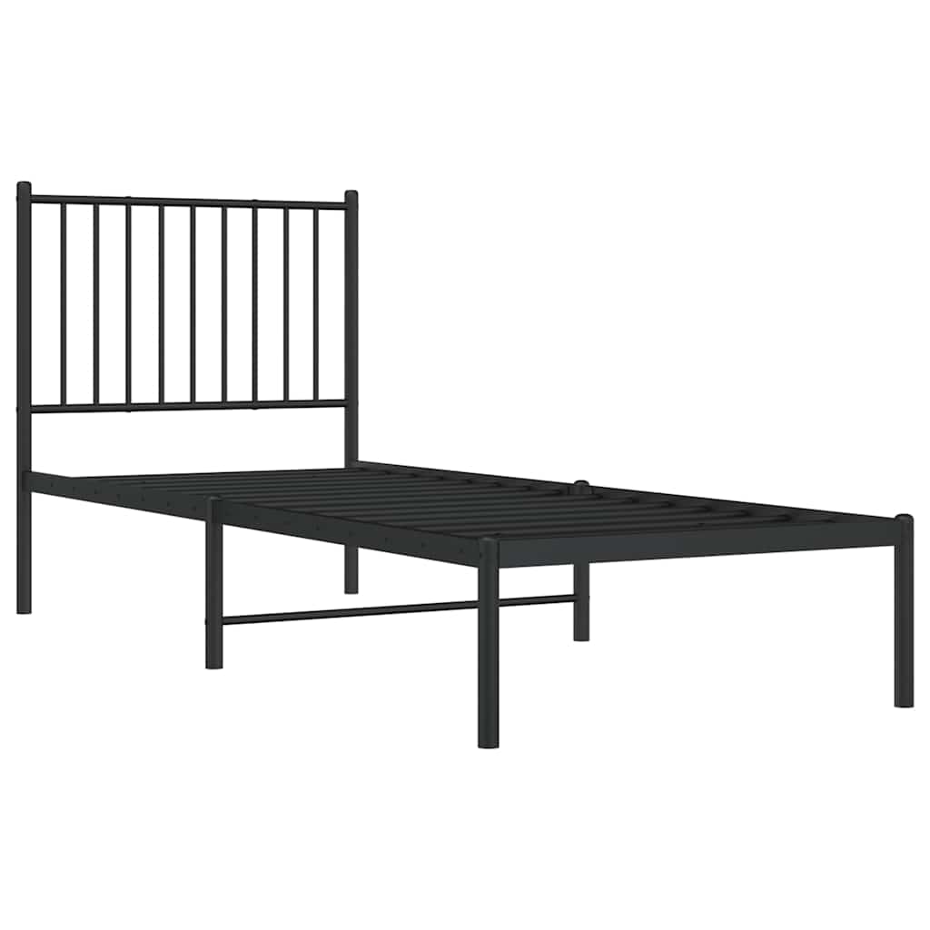 vidaXL Metal Bed Frame without Mattress with Headboard Black 80x200cm 3