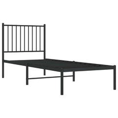 vidaXL Metal Bed Frame without Mattress with Headboard Black 80x200cm 3