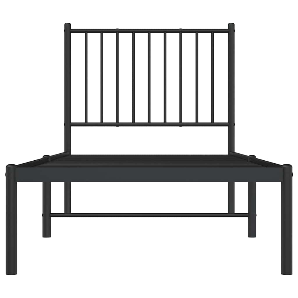 vidaXL Metal Bed Frame without Mattress with Headboard Black 80x200cm 5