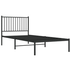 vidaXL Metal Bed Frame without Mattress with Headboard Black 90x200cm 3