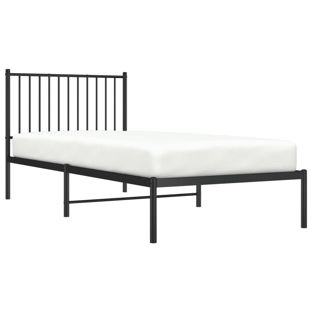 vidaXL Metal Bed Frame without Mattress with Headboard Black 90x200cm 4