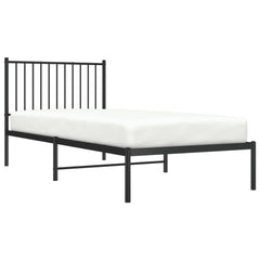 vidaXL Metal Bed Frame without Mattress with Headboard Black 90x200cm 4