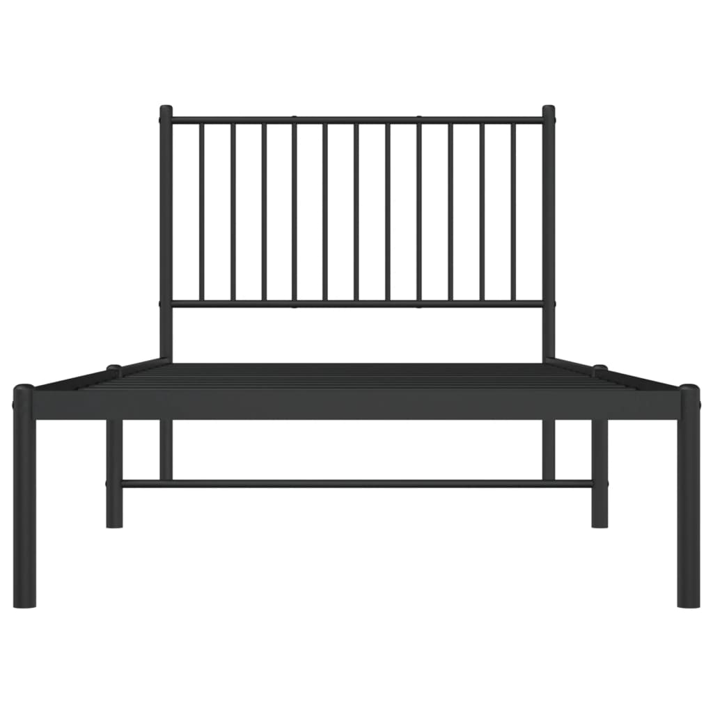 vidaXL Metal Bed Frame without Mattress with Headboard Black 90x200cm 5