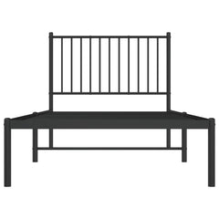 vidaXL Metal Bed Frame without Mattress with Headboard Black 90x200cm 5