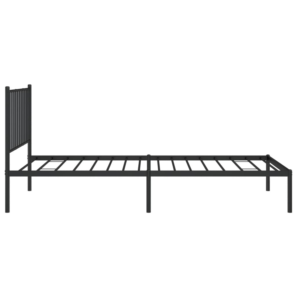 vidaXL Metal Bed Frame without Mattress with Headboard Black 90x200cm 6