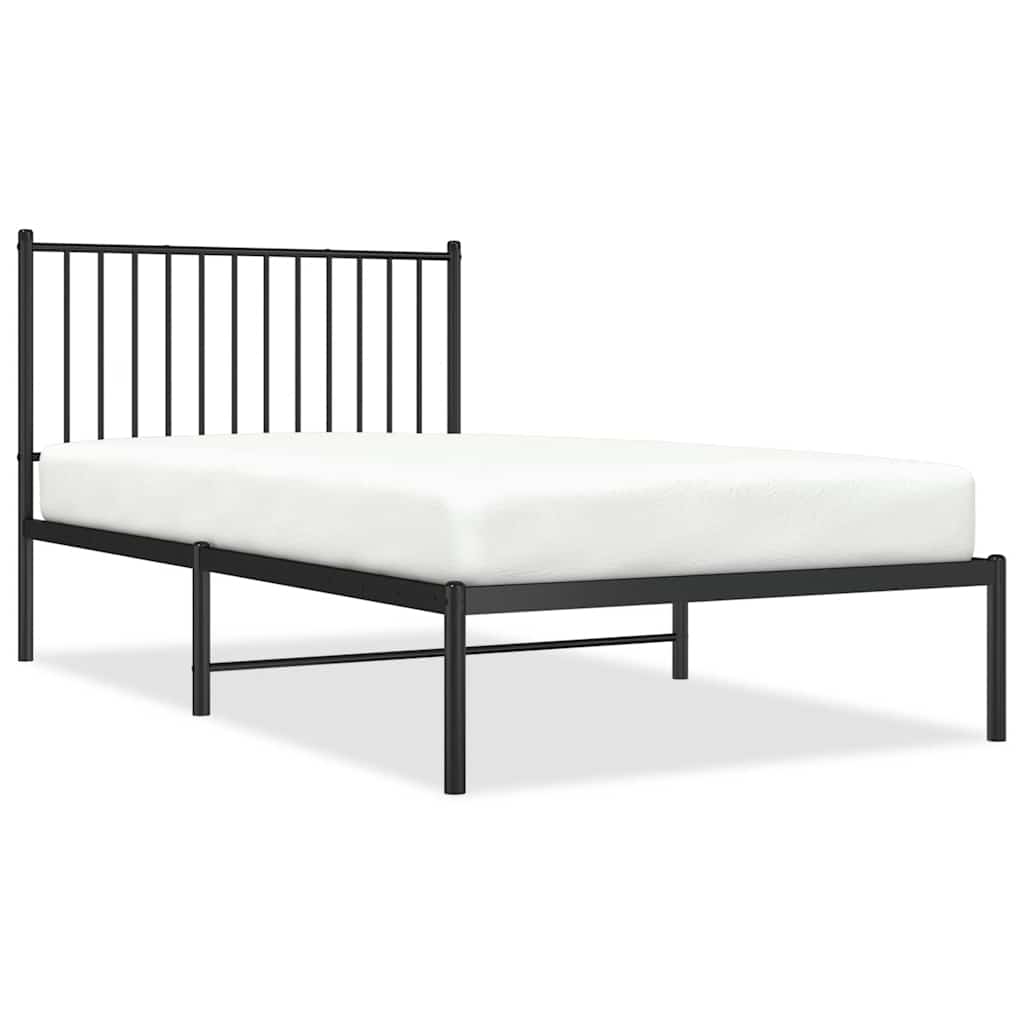 vidaXL Metal Bed Frame without Mattress with Headboard Black 100x190cm 2