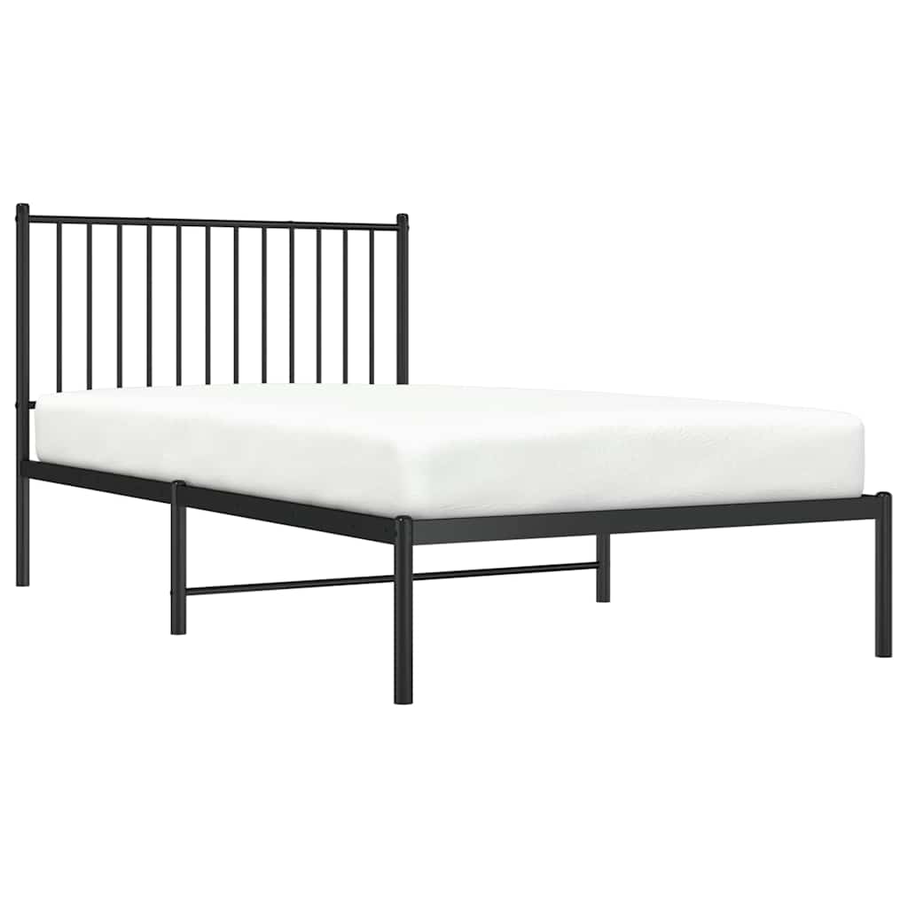 vidaXL Metal Bed Frame without Mattress with Headboard Black 100x190cm 5