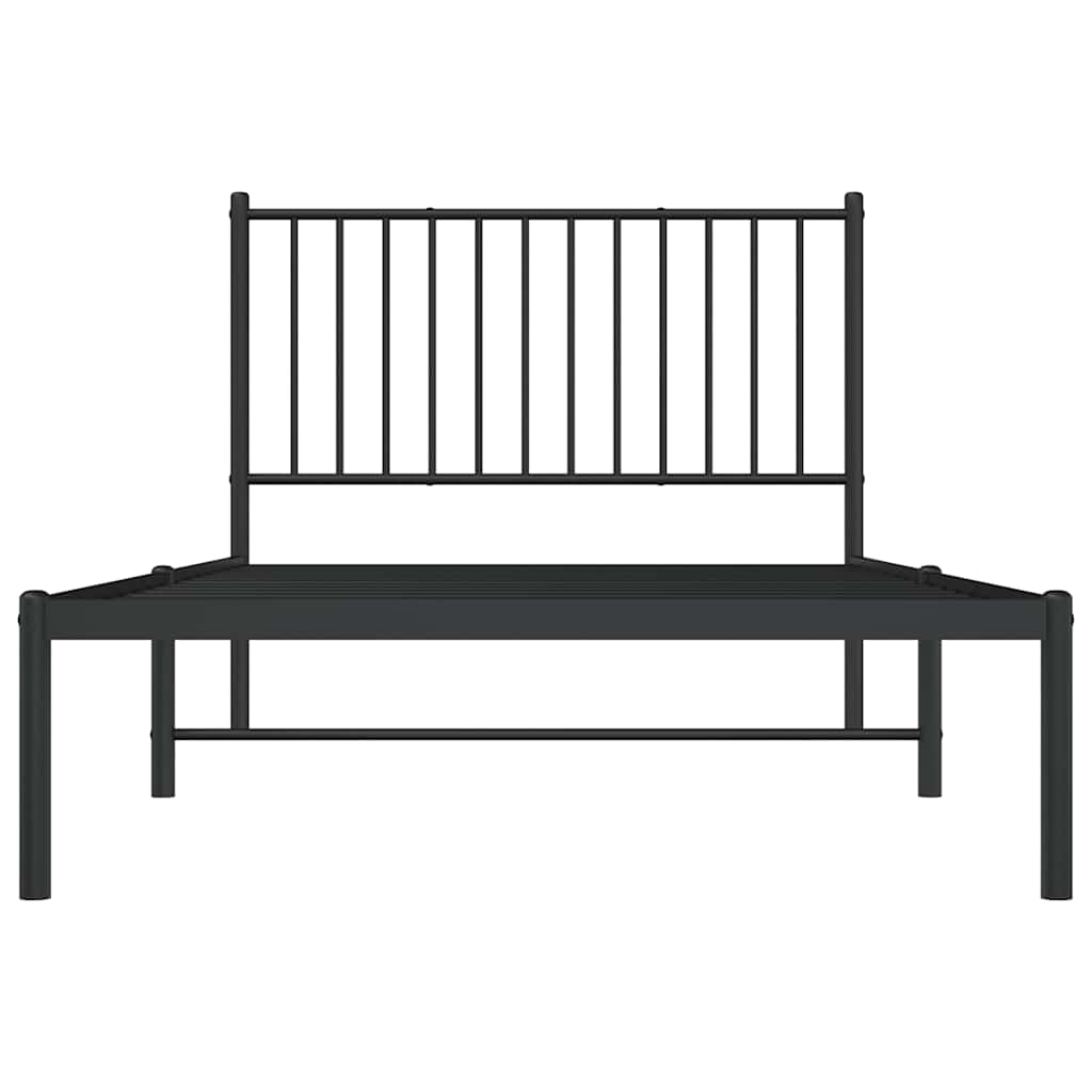 vidaXL Metal Bed Frame without Mattress with Headboard Black 100x190cm 6