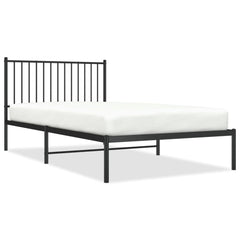 vidaXL Metal Bed Frame without Mattress with Headboard Black 107x203cm 2