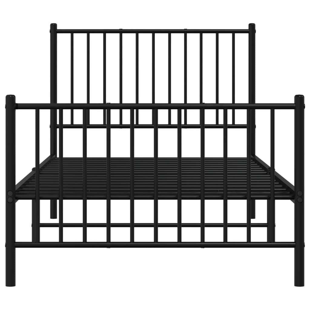 vidaXL Metal Bed Frame without Mattress with Footboard Black 90x200cm 5