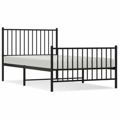 Metal Bed Frame without Mattress with Footboard Black With headboard & footboard 100 cm 190 cm