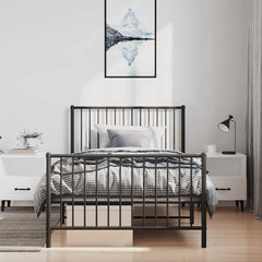 vidaXL Metal Bed Frame without Mattress with Footboard Black 100x190cm 3