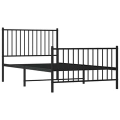 vidaXL Metal Bed Frame without Mattress with Footboard Black 100x190cm 4
