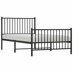 vidaXL Metal Bed Frame without Mattress with Footboard Black 100x190cm 5