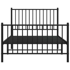 vidaXL Metal Bed Frame without Mattress with Footboard Black 100x190cm 6