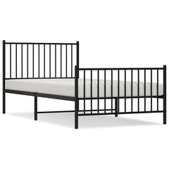 vidaXL Metal Bed Frame without Mattress with Footboard Black 100x200cm 2