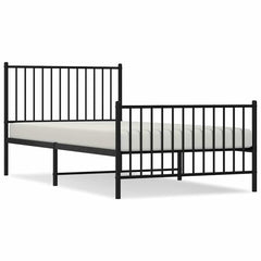 Metal Bed Frame without Mattress with Footboard Black With headboard & footboard 100 cm 200 cm
