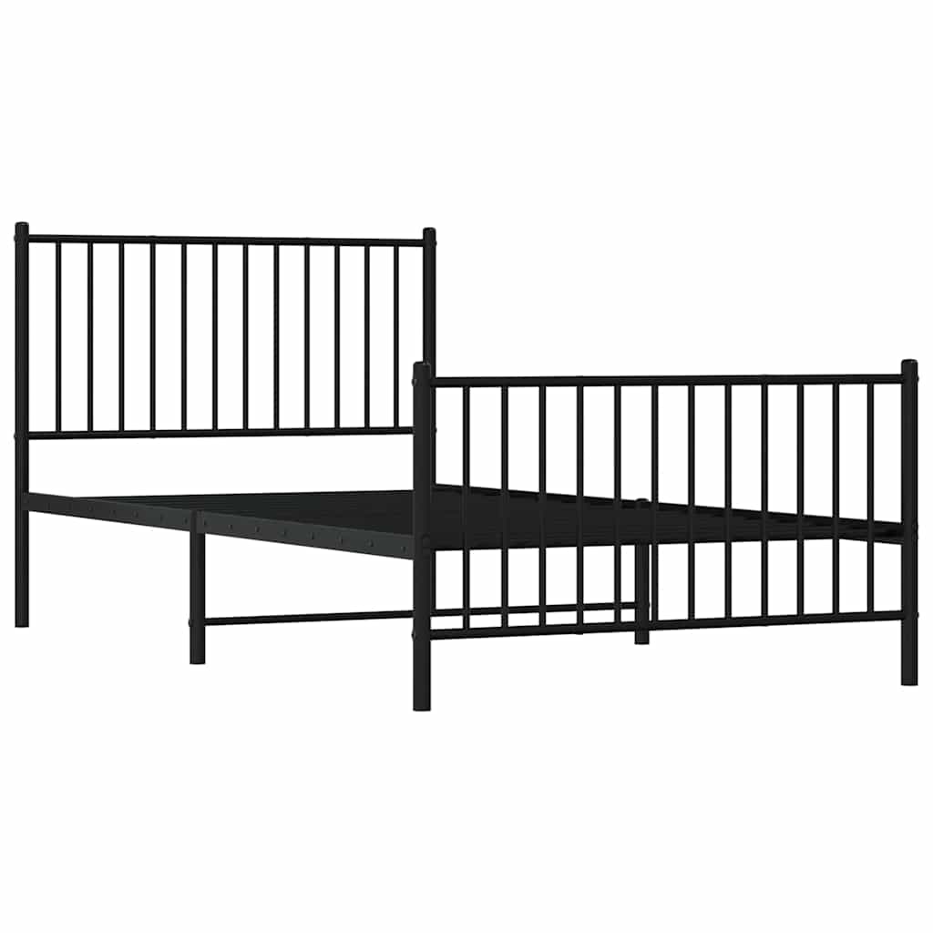 vidaXL Metal Bed Frame without Mattress with Footboard Black 100x200cm 4