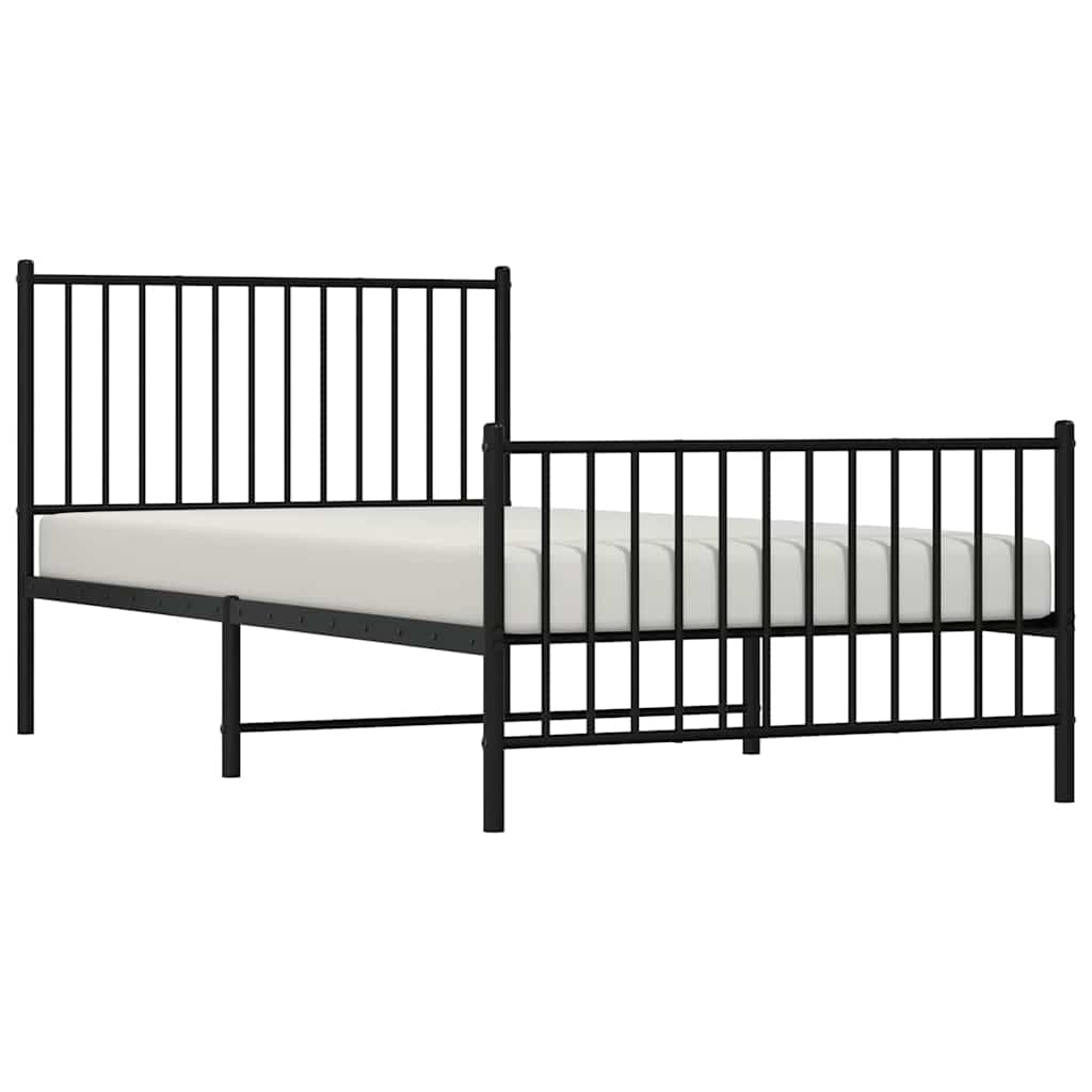 vidaXL Metal Bed Frame without Mattress with Footboard Black 100x200cm 5