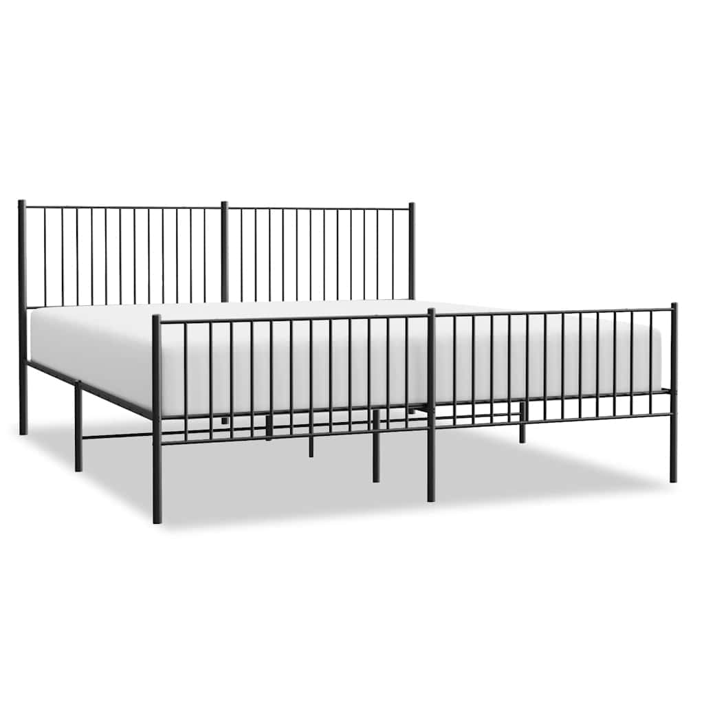 vidaXL Metal Bed Frame without Mattress with Footboard Black 193x203cm 2