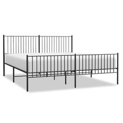 vidaXL Metal Bed Frame without Mattress with Footboard Black 193x203cm 2