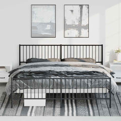 vidaXL Metal Bed Frame without Mattress with Footboard Black 193x203cm 4