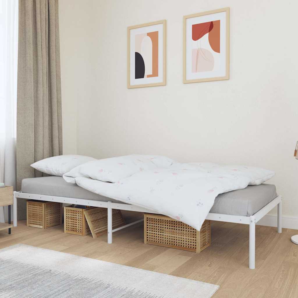 Metal Bed Frame without Mattress White Without headboard 90 cm 200 cm
