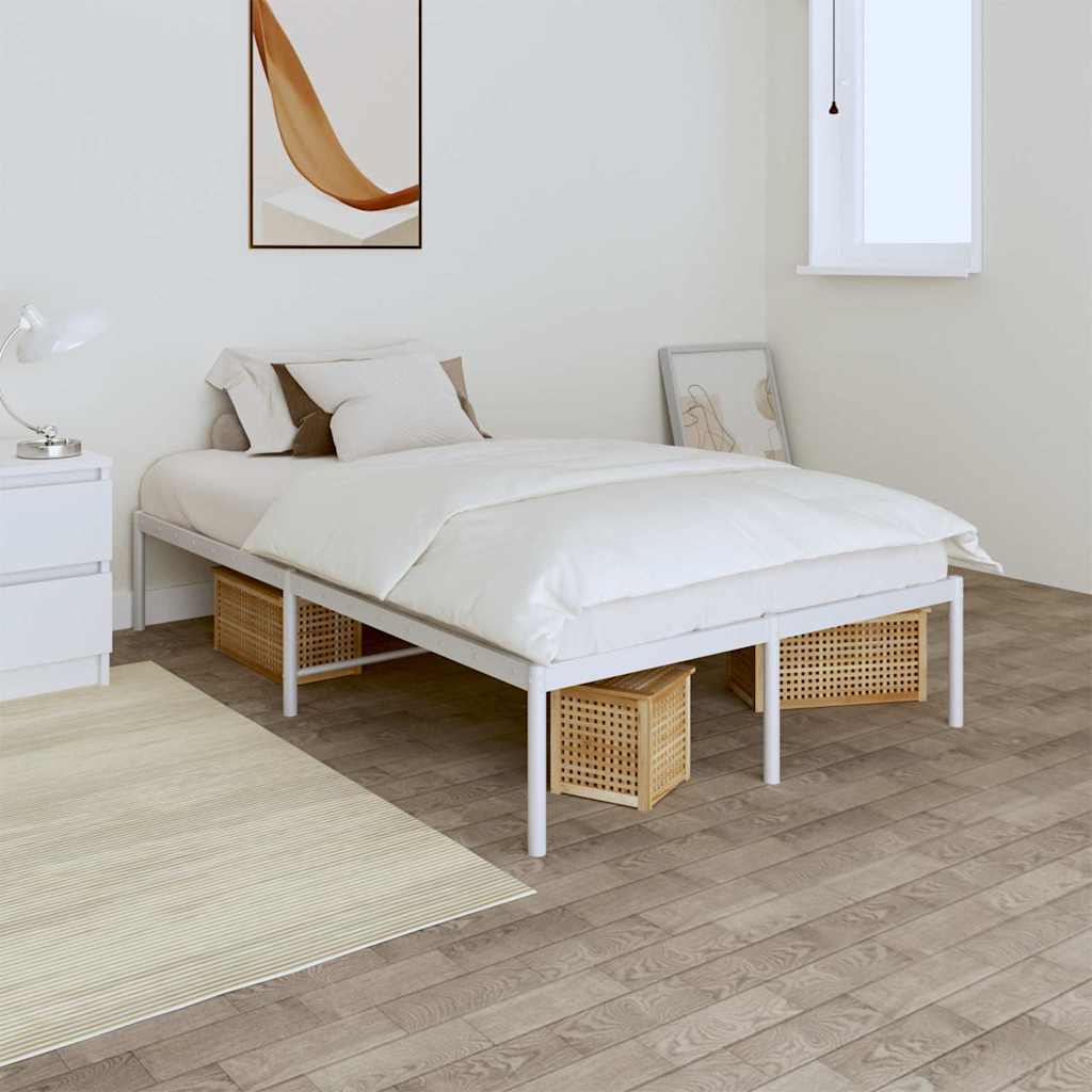 vidaXL Metal Bed Frame without Mattress White without Headboard