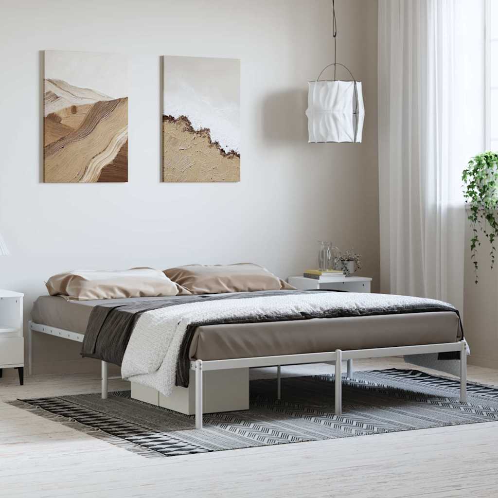 vidaXL Metal Bed Frame without Mattress White without Headboard