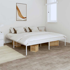 vidaXL Metal Bed Frame without Mattress White without Headboard